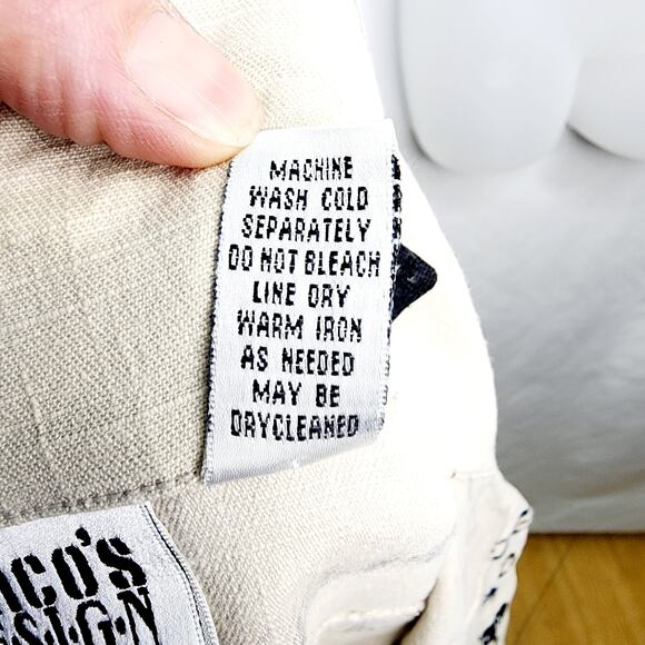 Chico's Design Vintage Tan Egyptian Hieroglyph  Fishing Print Jacket Size M - Picture 5 of 14